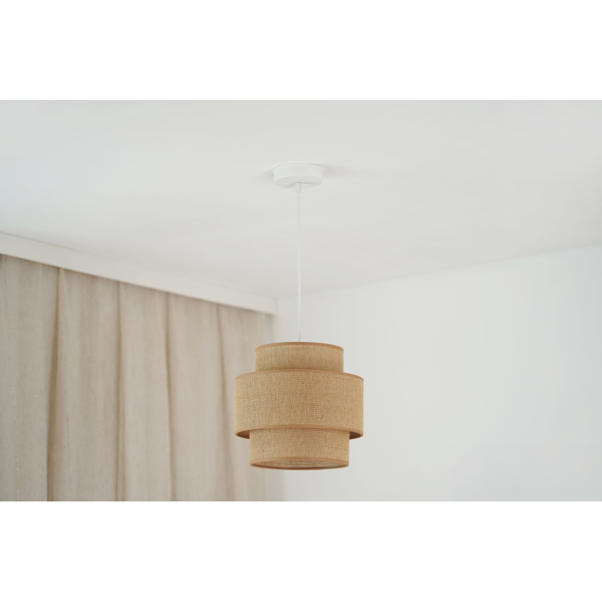 Brilagi - Candeeiro suspenso SPACE YUTE 1xE27/15W/230V diâmetro 25 cm bege/branco