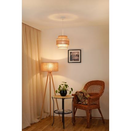 Brilagi - Candeeiro suspenso SPACE YUTE 1xE27/15W/230V diâmetro 25 cm bege/branco