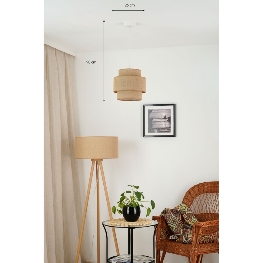 Brilagi - Candeeiro suspenso SPACE YUTE 1xE27/15W/230V diâmetro 25 cm bege/branco