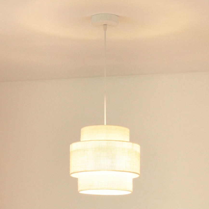 Brilagi - Candeeiro suspenso SPACE YUTE 1xE27/15W/230V diâmetro 25 cm creme/branco