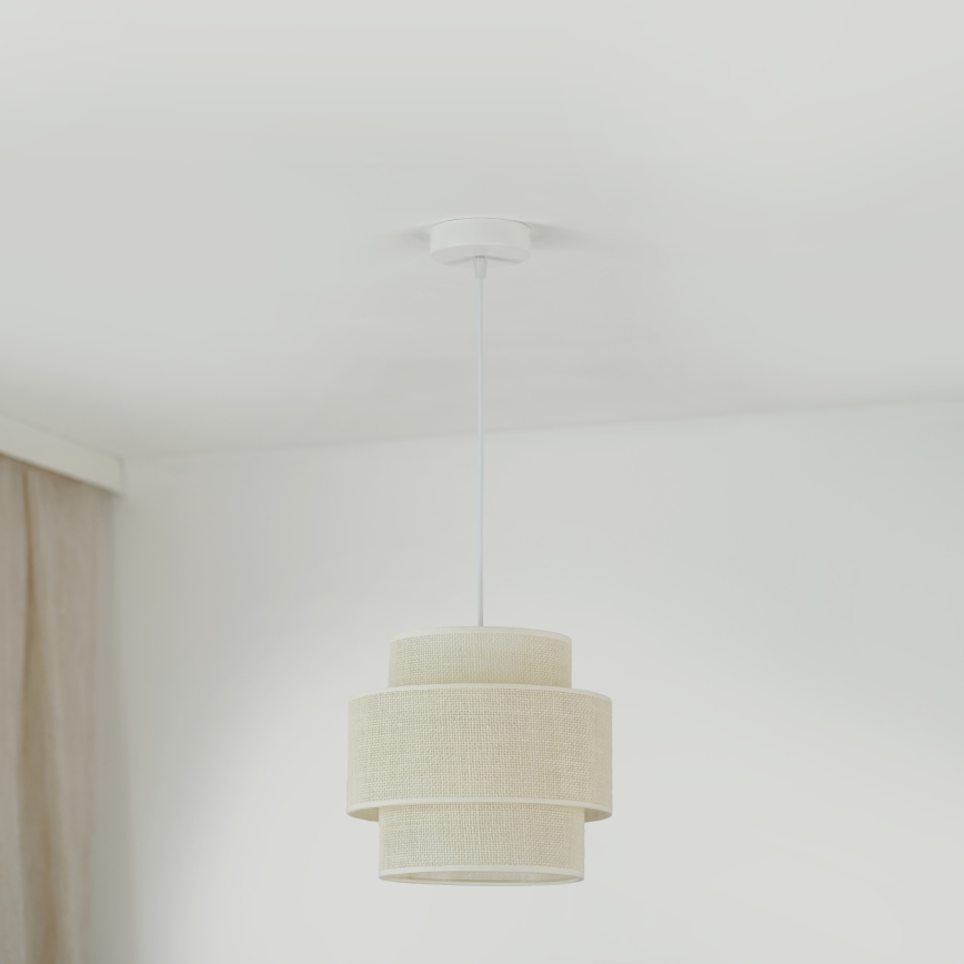 Brilagi - Candeeiro suspenso SPACE YUTE 1xE27/15W/230V diâmetro 25 cm creme/branco