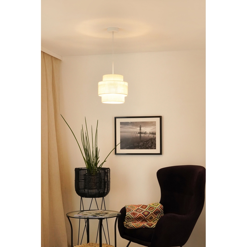 Brilagi - Candeeiro suspenso SPACE YUTE 1xE27/15W/230V diâmetro 25 cm creme/branco