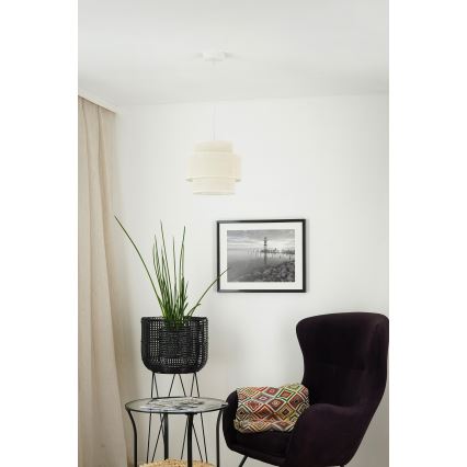 Brilagi - Candeeiro suspenso SPACE YUTE 1xE27/15W/230V diâmetro 25 cm creme/branco