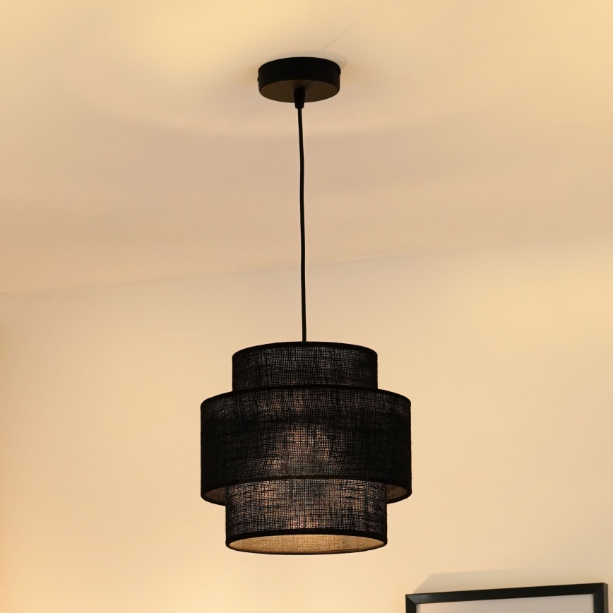 Brilagi - Candeeiro suspenso SPACE YUTE 1xE27/15W/230V diâmetro 25 cm preto