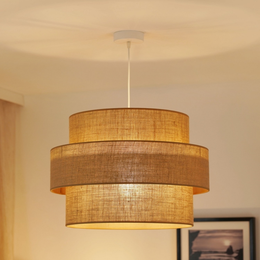 Brilagi - Candeeiro suspenso SPACE YUTE 1xE27/15W/230V diâmetro 50 cm bege/branco