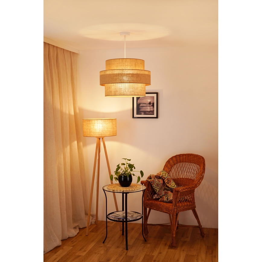 Brilagi - Candeeiro suspenso SPACE YUTE 1xE27/15W/230V diâmetro 50 cm bege/branco