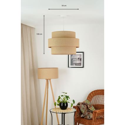 Brilagi - Candeeiro suspenso SPACE YUTE 1xE27/15W/230V diâmetro 50 cm bege/branco