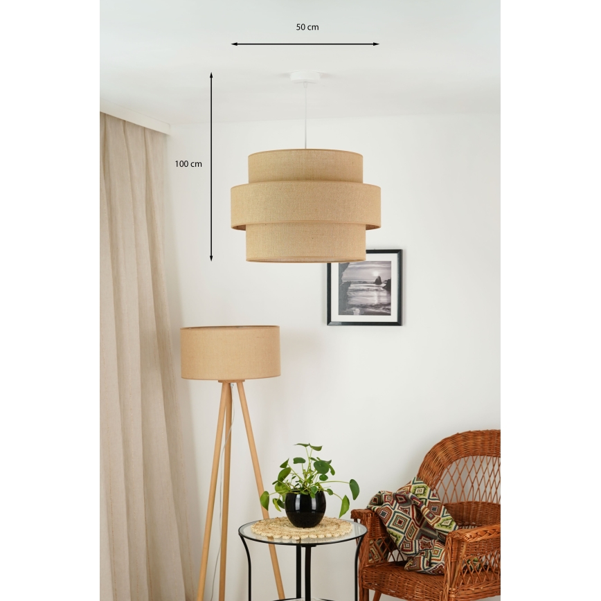 Brilagi - Candeeiro suspenso SPACE YUTE 1xE27/15W/230V diâmetro 50 cm bege/branco