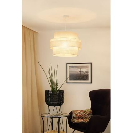 Brilagi - Candeeiro suspenso SPACE YUTE 1xE27/15W/230V diâmetro 50 cm creme/branco