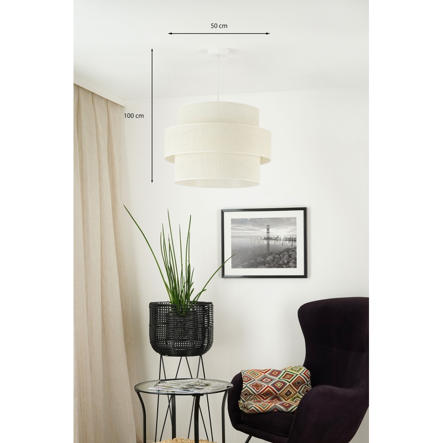 Brilagi - Candeeiro suspenso SPACE YUTE 1xE27/15W/230V diâmetro 50 cm creme/branco