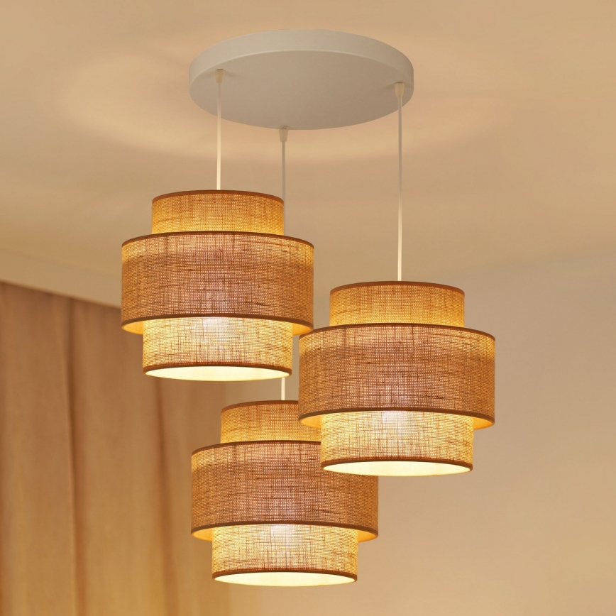 Brilagi - Candeeiro suspenso SPACE YUTE 3xE27/15W/230V bege/branco