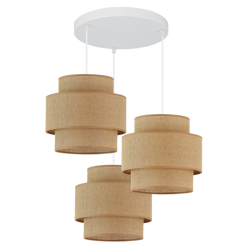 Brilagi - Candeeiro suspenso SPACE YUTE 3xE27/15W/230V bege/branco