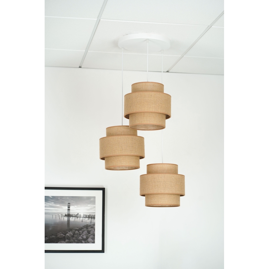 Brilagi - Candeeiro suspenso SPACE YUTE 3xE27/15W/230V bege/branco