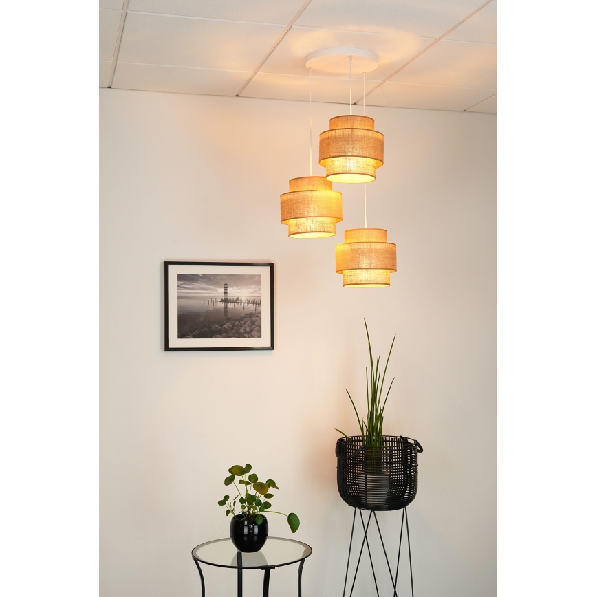 Brilagi - Candeeiro suspenso SPACE YUTE 3xE27/15W/230V bege/branco