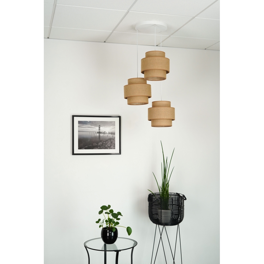 Brilagi - Candeeiro suspenso SPACE YUTE 3xE27/15W/230V bege/branco