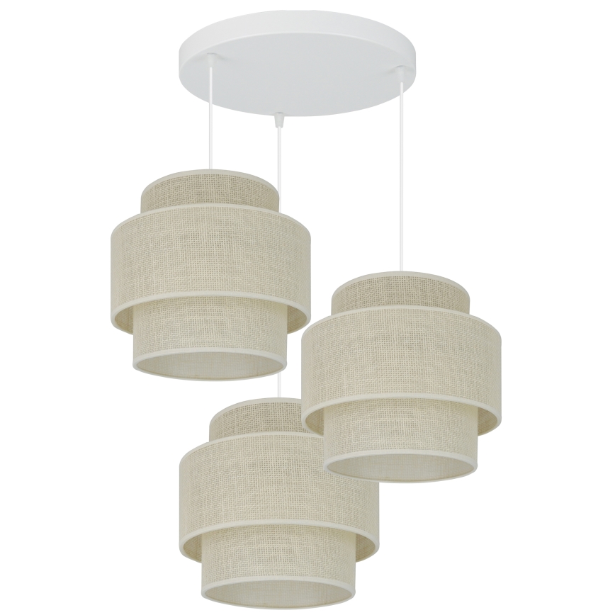 Brilagi - Candeeiro suspenso SPACE YUTE 3xE27/15W/230V creme/branco