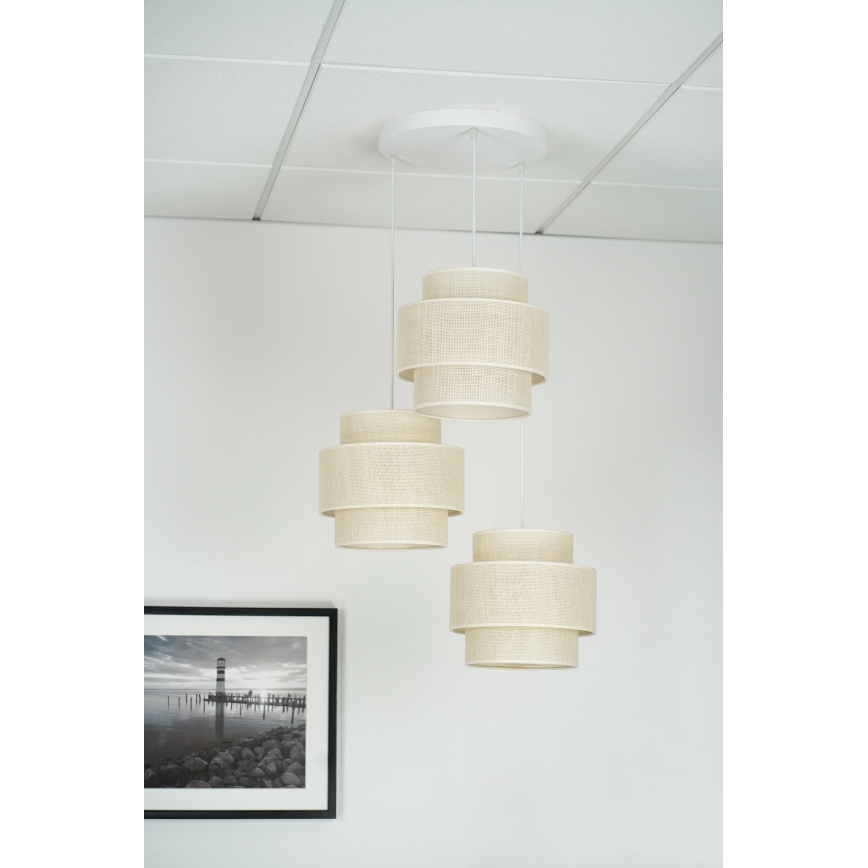 Brilagi - Candeeiro suspenso SPACE YUTE 3xE27/15W/230V creme/branco