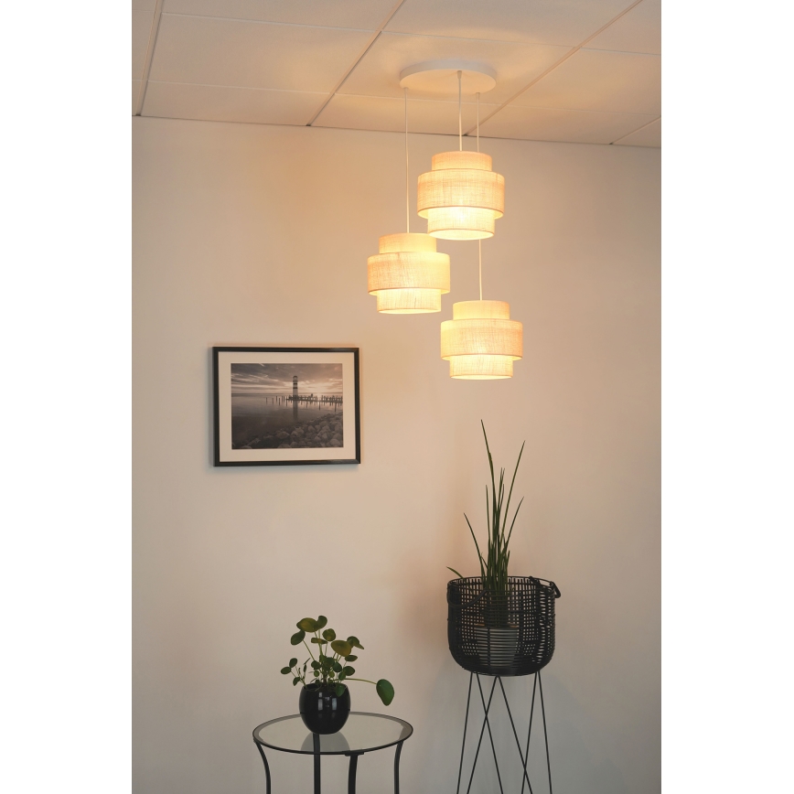 Brilagi - Candeeiro suspenso SPACE YUTE 3xE27/15W/230V creme/branco