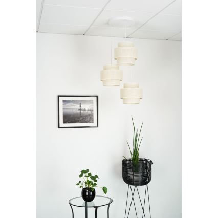 Brilagi - Candeeiro suspenso SPACE YUTE 3xE27/15W/230V creme/branco