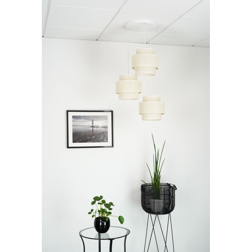 Brilagi - Candeeiro suspenso SPACE YUTE 3xE27/15W/230V creme/branco