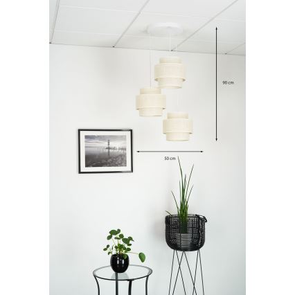 Brilagi - Candeeiro suspenso SPACE YUTE 3xE27/15W/230V creme/branco