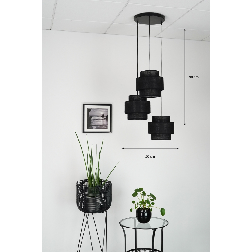 Brilagi - Candeeiro suspenso SPACE YUTE 3xE27/15W/230V preto