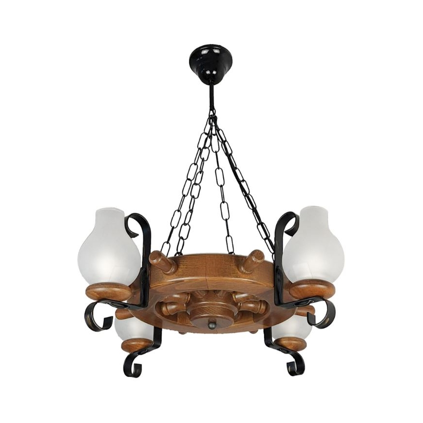 Brilagi - Candeeiro suspenso TIMONA 4xE14/40W/230V faia/nogueira