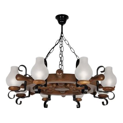 Brilagi - Candeeiro suspenso TIMONA 8xE14/40W/230V faia/nogueira