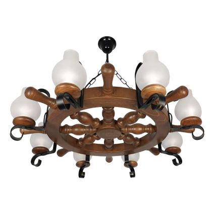 Brilagi - Candeeiro suspenso TIMONA 8xE14/40W/230V faia/nogueira