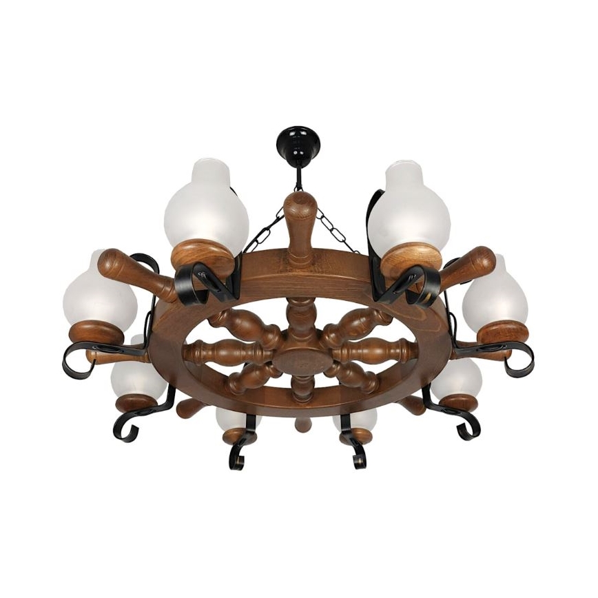 Brilagi - Candeeiro suspenso TIMONA 8xE14/40W/230V faia/nogueira