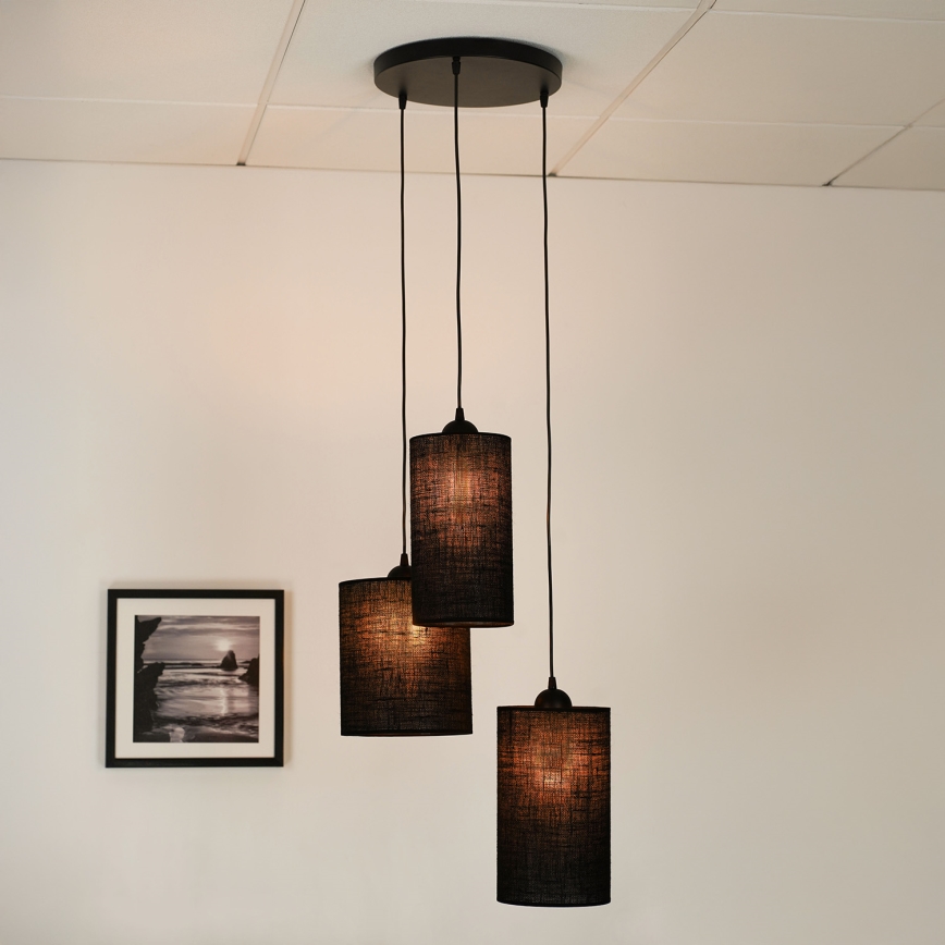 Brilagi - Candeeiro suspenso TUBES 3xE27/15W/230V preto