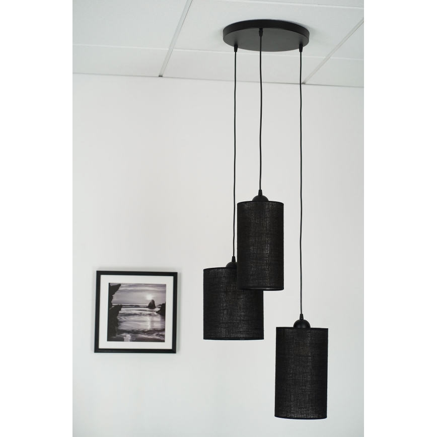 Brilagi - Candeeiro suspenso TUBES 3xE27/15W/230V preto