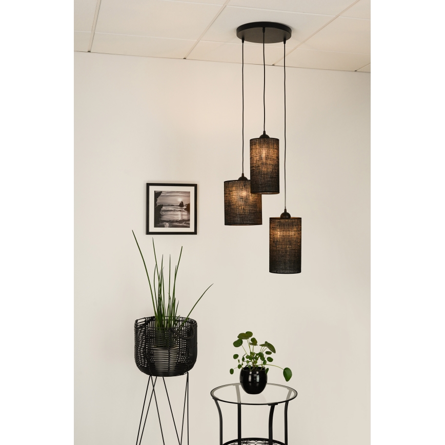 Brilagi - Candeeiro suspenso TUBES 3xE27/15W/230V preto