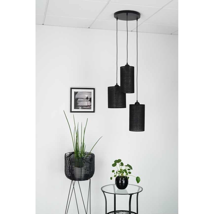 Brilagi - Candeeiro suspenso TUBES 3xE27/15W/230V preto