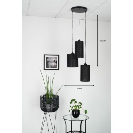 Brilagi - Candeeiro suspenso TUBES 3xE27/15W/230V preto