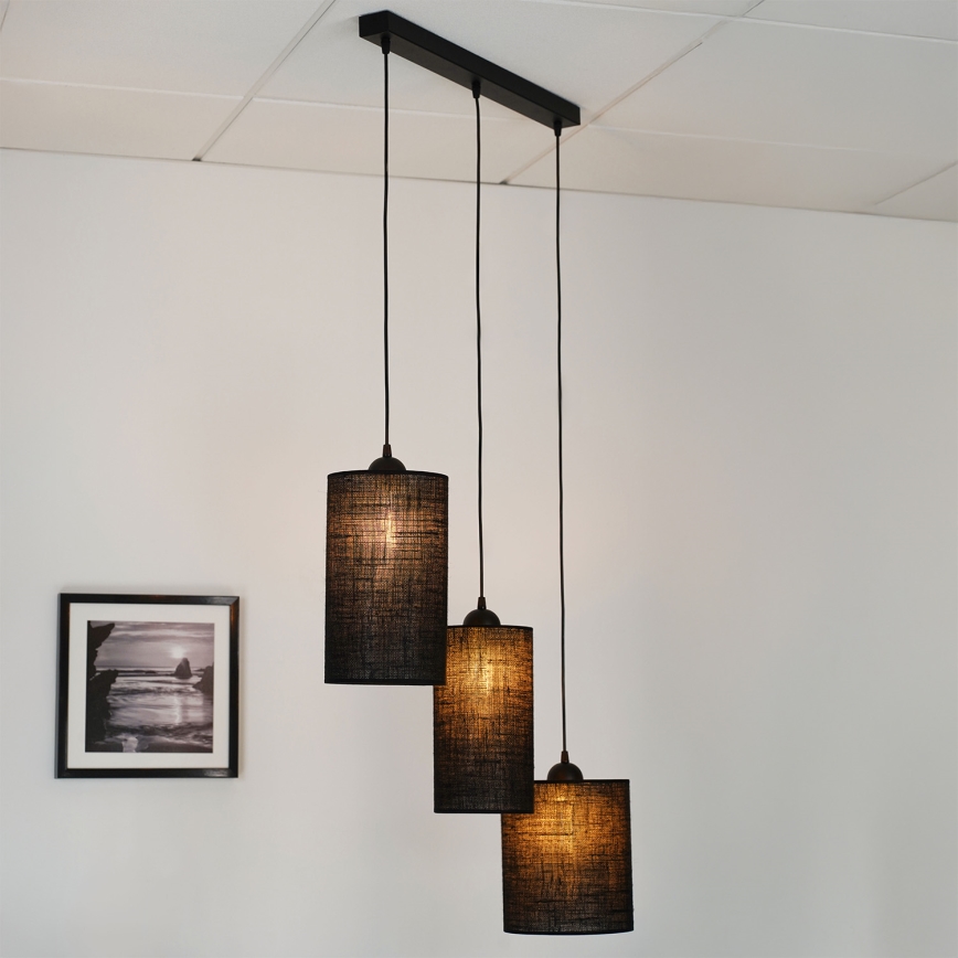 Brilagi - Candeeiro suspenso TUBES 3xE27/15W/230V preto