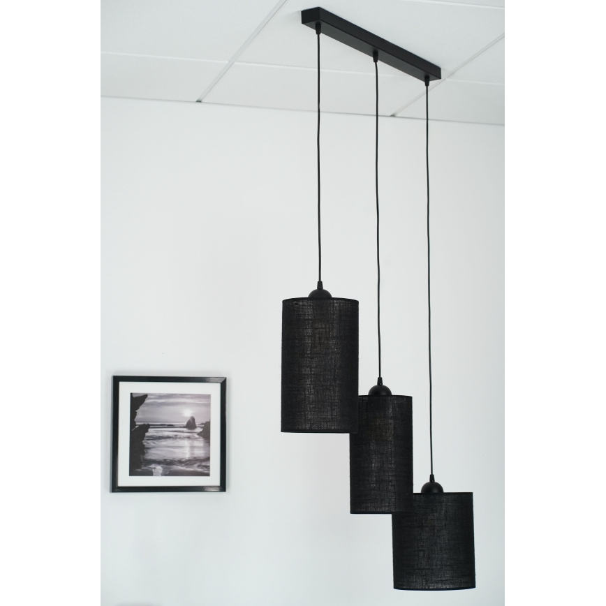 Brilagi - Candeeiro suspenso TUBES 3xE27/15W/230V preto
