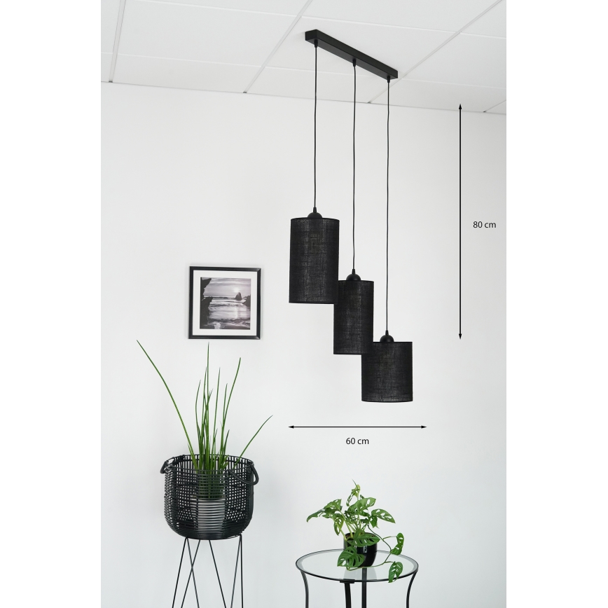 Brilagi - Candeeiro suspenso TUBES 3xE27/15W/230V preto