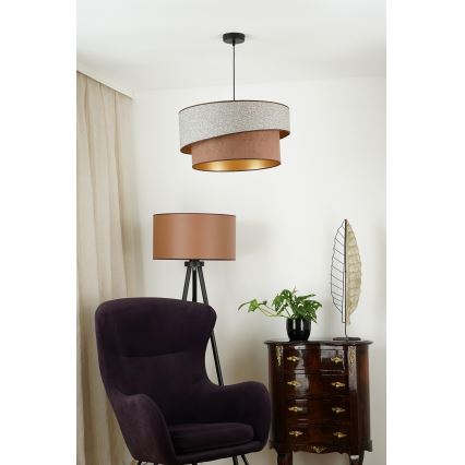 Brilagi - Candeeiro suspenso VEGAS SHINE 1xE27/15W/230V diâmetro 50 cm cinzento/castanho