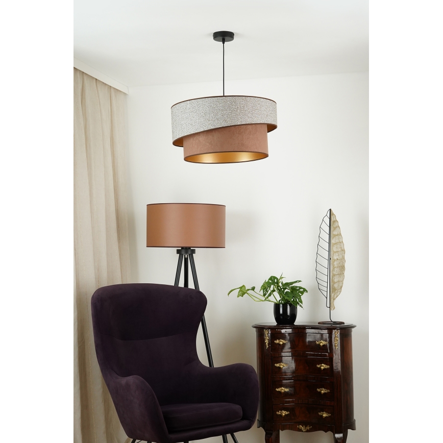 Brilagi - Candeeiro suspenso VEGAS SHINE 1xE27/15W/230V diâmetro 50 cm cinzento/castanho