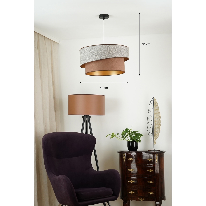 Brilagi - Candeeiro suspenso VEGAS SHINE 1xE27/15W/230V diâmetro 50 cm cinzento/castanho