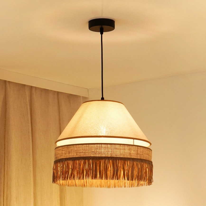 Brilagi - Candeeiro suspenso WINNETOU AVIGNION 1xE27/15W/230V diâmetro 35 cm castanho/creme