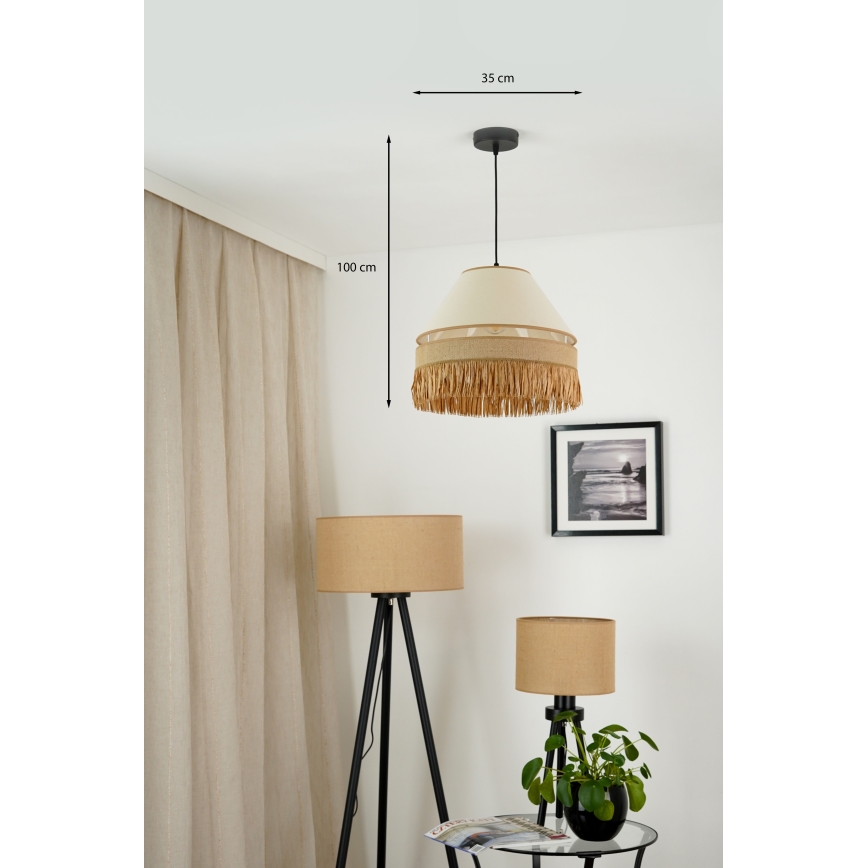 Brilagi - Candeeiro suspenso WINNETOU AVIGNION 1xE27/15W/230V diâmetro 35 cm castanho/creme
