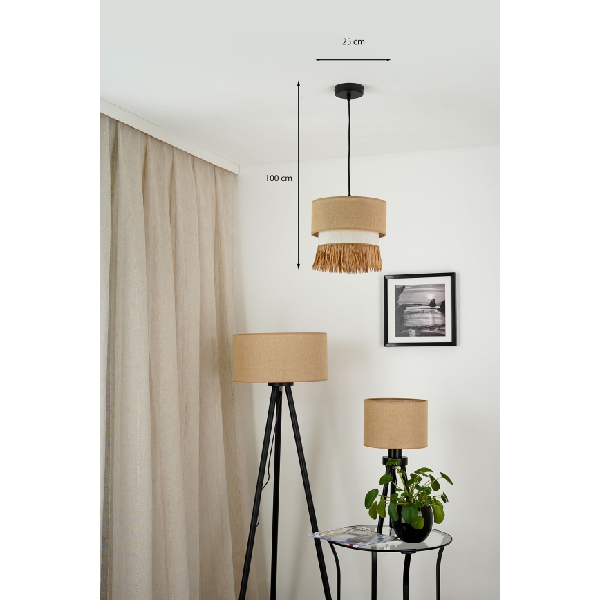 Brilagi - Candeeiro suspenso WINNETOU BOHO 1xE27/15W/230V diâmetro 25 cm castanho/creme