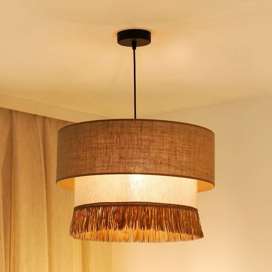 Brilagi - Candeeiro suspenso WINNETOU BOHO 1xE27/15W/230V diâmetro 45 cm castanho/creme