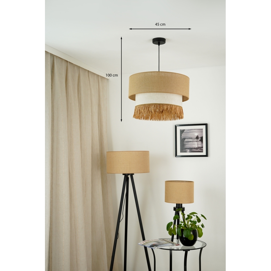 Brilagi - Candeeiro suspenso WINNETOU BOHO 1xE27/15W/230V diâmetro 45 cm castanho/creme