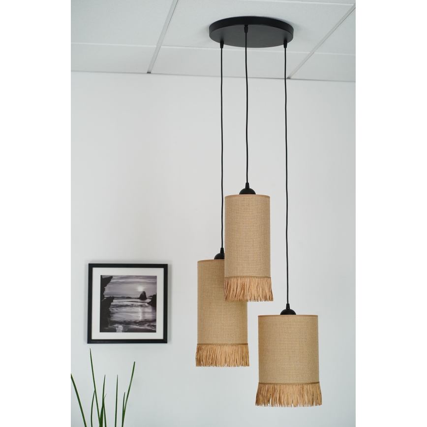 Brilagi - Candeeiro suspenso WINNETOU TUBES 3xE27/15W/230V castanho/preto