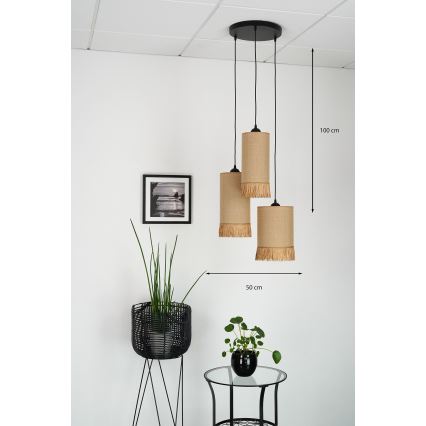 Brilagi - Candeeiro suspenso WINNETOU TUBES 3xE27/15W/230V castanho/preto