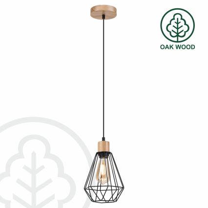 Brilagi - Candeeiro suspenso WOODY BASKET 1xE27/60W/230V carvalho