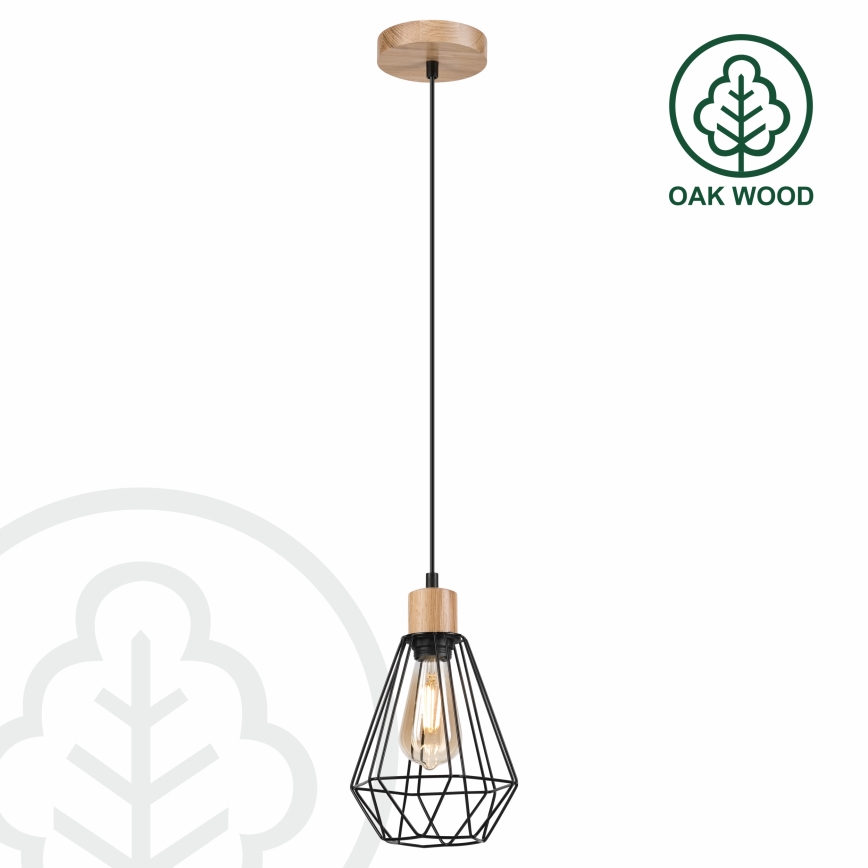 Brilagi - Candeeiro suspenso WOODY BASKET 1xE27/60W/230V carvalho